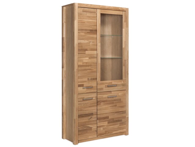 Vitrine >Leduc< in Wildeiche aus Metall - 98x203x40cm (BxHxT)