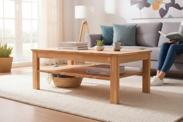 Couchtisch >Leduc< in Kernbuche aus Massivholz - 104x44x62cm (BxHxT)