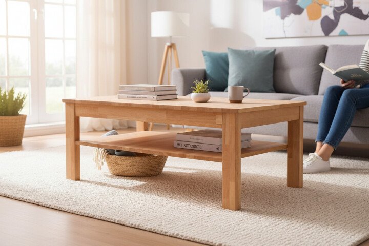 Couchtisch >Leduc< in Kernbuche aus Massivholz - 104x44x62cm (BxHxT)