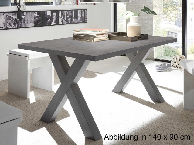 Esstisch >Trey XII< in Graphit aus MDF - 200x75x100cm (BxHxT)