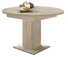 Esstisch >Judd< (ausziehbar bis 144cm) in Eiche sägerau - 104/144x76x104cm (BxHxT)