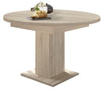 Esstisch >Judd< (ausziehbar bis 144cm) in Eiche sägerau - 104/144x76x104cm (BxHxT)