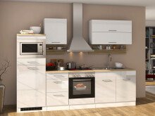 Küchen-Set >Mailand I< in Weiß/Hochglanz aus Glas - 270x200x60cm (BxHxT)