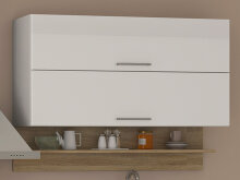 Küchen-Set >Mailand II< in Weiß/Hochglanz aus Glas - 280x200x60cm (BxHxT)