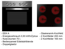 Küchen-Set >Mailand II< in Weiß/Hochglanz aus Glas - 280x200x60cm (BxHxT)