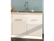 Küchen-Set >Mailand IV< in Weiß/Hochglanz aus Glas - 290x200x60cm (BxHxT)
