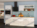Küchen-Set >Mailand IV< in Weiß/Hochglanz aus Glas - 290x200x60cm (BxHxT)