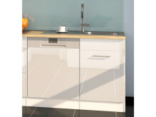 Küchen-Set >Mailand VI< in Weiß/Hochglanz aus Glas - 330x200x60cm (BxHxT)
