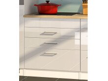 Küchen-Set >Mailand VI< in Weiß/Hochglanz aus Glas - 330x200x60cm (BxHxT)