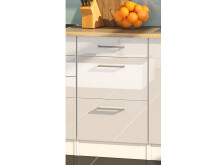 Küchen-Set >Mailand VI< in Weiß/Hochglanz aus Glas - 330x200x60cm (BxHxT)