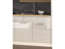Küchen-Set >Mailand X< in Weiß/Hochglanz aus Glas - 330x200x60cm (BxHxT)