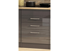 Küchen-Set >Mailand X< in Schwarz aus Glas - 330x200x60cm (BxHxT)