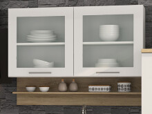 Küchen-Set >Mailand XI< in Weiß/Hochglanz aus Glas - 340x200x60cm (BxHxT)