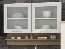Küchen-Set >Mailand XII< in Weiß/Hochglanz aus Glas - 370x200x60cm (BxHxT)