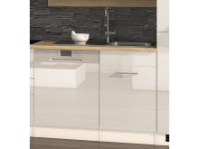 Küchen-Set >Mailand XII< in Weiß/Hochglanz aus Glas - 370x200x60cm (BxHxT)