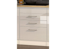 Küchen-Set >Mailand XII< in Weiß/Hochglanz aus Glas - 370x200x60cm (BxHxT)