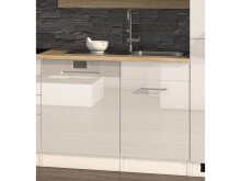 Küchen-Set >Mailand XII< in Weiß/Hochglanz aus Glas - 370x200x60cm (BxHxT)