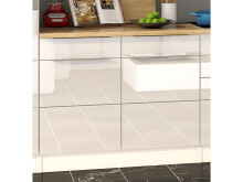Küchen-Set >Neapel I< in Weiß/Hochglanz aus Glas - 320x200x60cm (BxHxT)