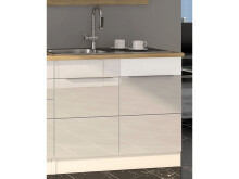 Küchen-Set >Neapel I< in Weiß/Hochglanz aus Glas - 320x200x60cm (BxHxT)