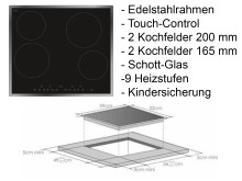Küchen-Set >Neapel I< in Schwarz aus Glas - 320x200x60cm (BxHxT)