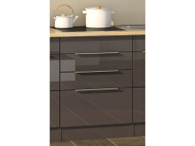 Küchen-Set >Neapel I< in Schwarz aus Glas - 320x200x60cm (BxHxT)