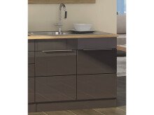 Küchen-Set >Neapel I< in Schwarz aus Glas - 320x200x60cm (BxHxT)