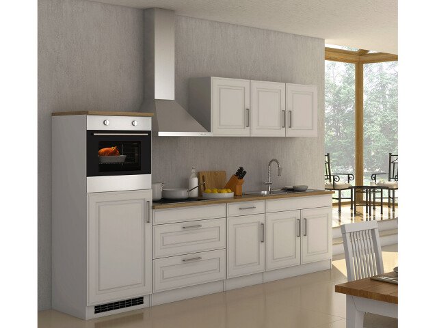 Küchen-Set >Rom I< in Edelstahlfarben aus Glas - 290x200x60cm (BxHxT)