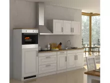 Küchen-Set >Rom I< in Edelstahlfarben aus Glas - 290x200x60cm (BxHxT)