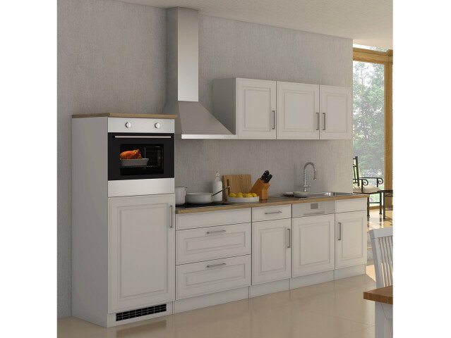 Küchen-Set >Rom II< in Edelstahlfarben aus Glas - 300x200x60cm (BxHxT)