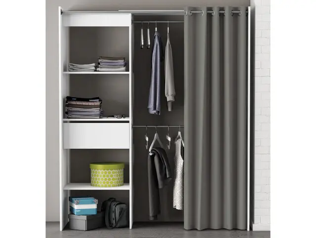 Kleiderschrank in Perle-Weiß - 168,2x187x50cm (BxHxT)