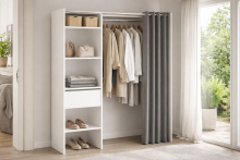 Kleiderschrank in Perle-Weiß - 168,2x187x50cm (BxHxT)