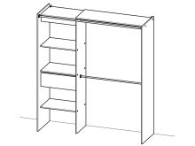 Kleiderschrank in Perle-Weiß - 168,2x187x50cm (BxHxT)