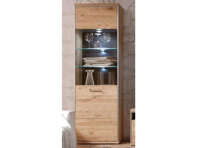 Vitrine >Medina I< in Asteiche aus Metall - 64x201x39cm (BxHxT)