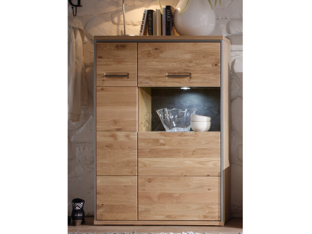 Highboard >Medina II< in Asteiche aus Massivholz - 94x136x39cm (BxHxT)