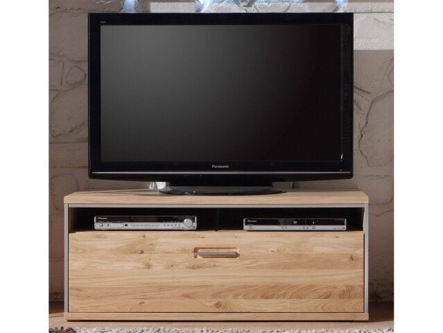 TV-Board >Medina< in Asteiche Bianco geölt aus Metall - 124x51x52cm (BxHxT)