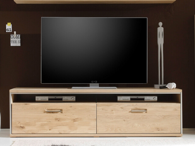 TV-Board >Medina< in Asteiche Bianco geölt aus Metall - 184x51x52cm (BxHxT)