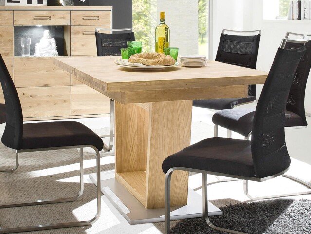 Esstisch >Medina< in Asteiche aus Metall - 140x77x90cm (BxHxT)