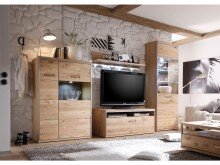 Wohnwand >Medina II< in Asteiche aus Metall - 301x201x52cm (BxHxT)