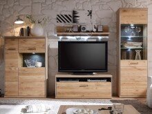 Wohnwand >Medina II< in Asteiche aus Metall - 301x201x52cm (BxHxT)