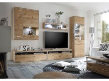 Wohnwand >Medina IV< in Asteiche aus Metall - 321x201x52cm (BxHxT)