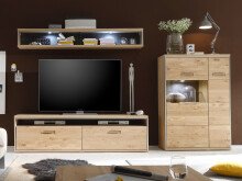 Wohnwand >Medina VI< in Asteiche aus Metall - 288x176x52cm (BxHxT)