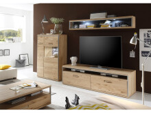 Wohnwand >Medina VII< in Asteiche aus Metall - 288x176x52cm (BxHxT)
