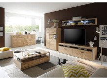 Wohnwand >Medina VII< in Asteiche aus Metall - 288x176x52cm (BxHxT)