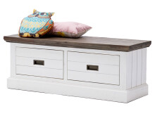Sitzbank >Gesine< in Akazie struckturweiß aus Massivholz - 120x45x40cm (BxHxT)