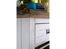 Schuhschrank >Gesine< in Akazie struckturweiß aus Massivholz - 80x110x30 (BxHxT)