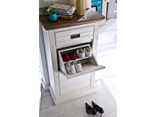 Schuhschrank >Gesine< in Akazie struckturweiß aus Massivholz - 80x110x30 (BxHxT)