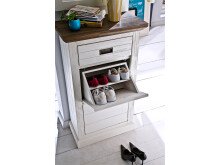 Schuhschrank >Gesine< in Akazie struckturweiß aus Massivholz - 80x110x30 (BxHxT)