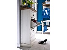 Schuhschrank >Gesine< in Akazie struckturweiß aus Massivholz - 80x110x30 (BxHxT)