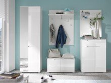 Garderobenschrank >Suzette< in Weiß aus MDF - 60x198x40cm (BxHxT)