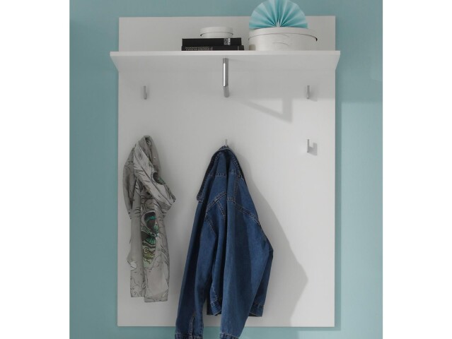 Garderobenpaneel >Suzette< in weiß-glänzend aus MDF - 80x119x30cm (BxHxT)